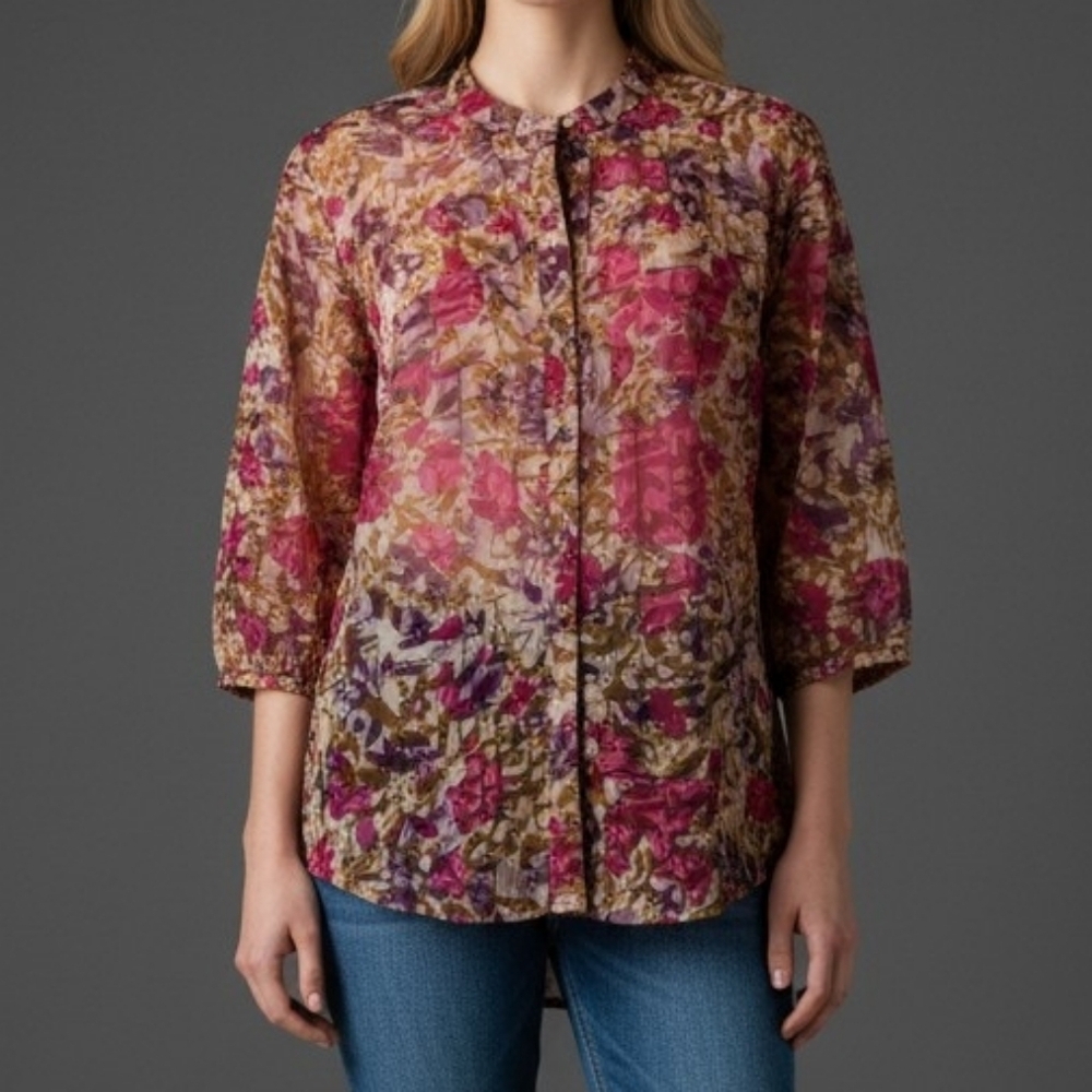 3/$20 VTG NATALIE & ME Floral Button Down Lightweight Shirt
